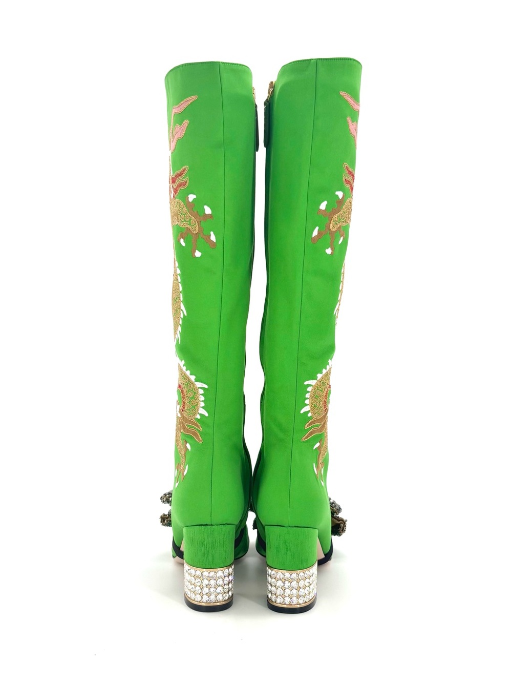 Gucci Candy Dragon Embroidered Bow Crystal Embellished Knee High Boots 36 - Picture 5 of 12